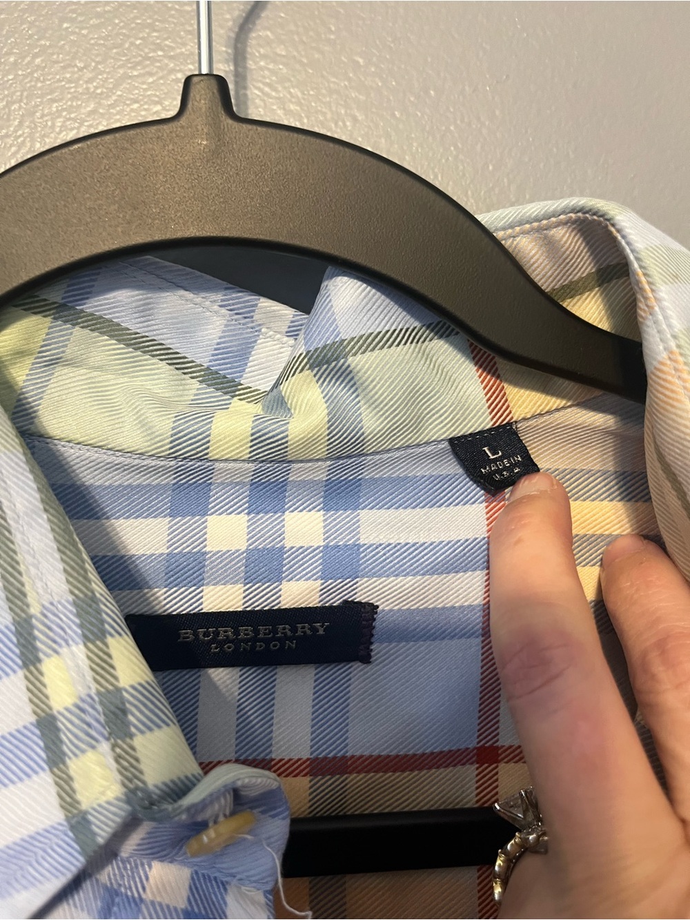 Burberry Pastel Plaid Button-Down Shirt - Yellow Blue Green - Picture 3 of 3